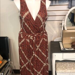 Natural Reflections Geometric Red Midi Dress